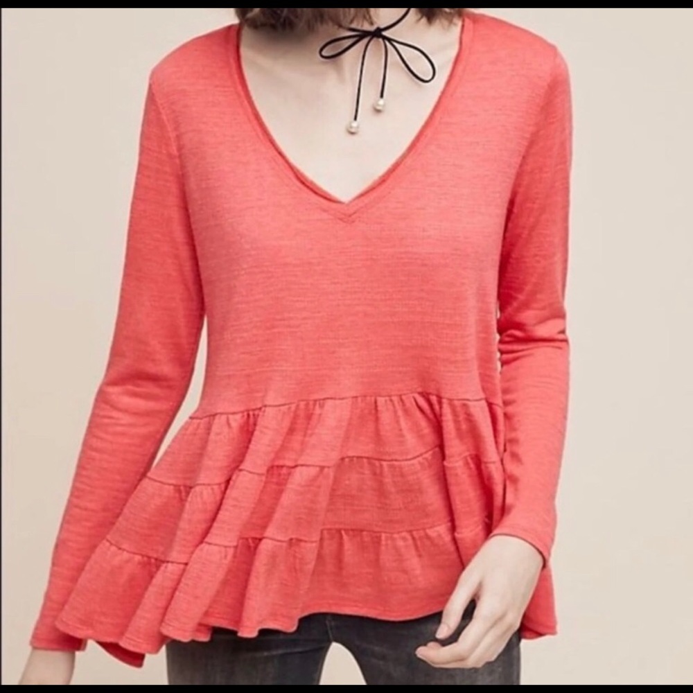 Anthropologie deletta thea ruffle peplum top XL